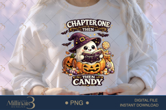 Chapter One Then Candy PNG, Cute Halloween Reading Ghost Des Product Image 1