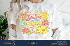 Sunshine Made Me Bloom PNG Watercolor Floral Design, Retro B Product Image 1