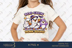 Boo Crew Honk Squad PNG, Cute Halloween Goose Friends PNG, D Product Image 1