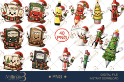 Cute Christmas School Supply Clipart Bundle PNG, 40 Holiday Product Image 1
