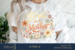 Tired As A Mother PNG, Funny Mom Quote Design, Retro Floral Product Image 1