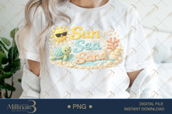 Sun Sea Sand PNG, Crochet Beach Sublimation Design, Cute Tur Product Image 1