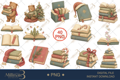 Cozy Christmas Book Lover Clipart Product Image 1