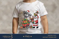 Cute Santa and Reindeer Christmas PNG | Elf with Gifts Holid Product Image 1