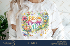 Bloom Through It PNG Watercolor Floral Wreath Design, Boho C Product Image 1