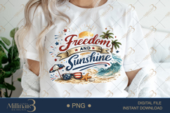 Freedom and Sunshine PNG, Patriotic Summer Sublimation Desig Product Image 1