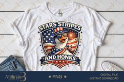 Stars Stripes and Honks PNG, Funny Patriotic Goose Sublimati Product Image 1