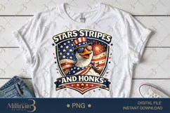 Stars Stripes and Honks PNG, Funny Patriotic Goose Sublimati Product Image 1