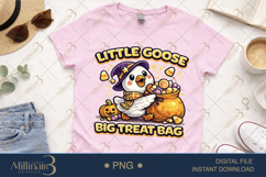 Little Goose Big Treat Bag PNG, Cute Halloween Goose Digital Product Image 1