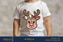 Funny Christmas Reindeer Head PNG for Kids | Cute Holiday Cl Product Image 1
