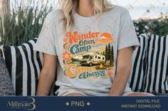 Wander Often Camp Always PNG, Retro Camping Sublimation Desi Product Image 1