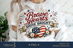 Brave Hearts Shine Bright PNG, Inspirational Quote PNG, Kids Product Image 1