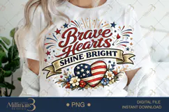 Brave Hearts Shine Bright PNG, Inspirational Quote PNG, Kids Product Image 1
