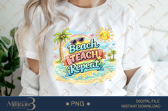 Beach Teach Repeat PNG Watercolor Teacher Summer Clipart | B Product Image 1