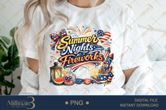 Summer Nights and Fireworks PNG, Patriotic Summer Sublimatio Product Image 1