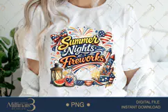 Summer Nights and Fireworks PNG, Patriotic Summer Sublimatio Product Image 1