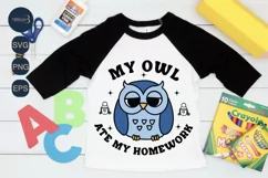 My Owl Ate My Homework SVG PNG|Owl Design SVG|Back to School Product Image 1