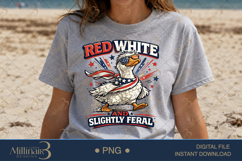 Red White And Slightly Feral PNG, Funny Patriotic Goose Subl Product Image 1