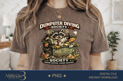 Dumpster Diving Society PNG, Funny Raccoon Sublimation Desig Product Image 1