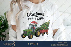 Christmas On The Farm PNG Santa on Tractor with Tree Clipart Product Image 1