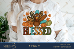 Thanksgiving PNG Blessed Turkey Design for Sublimation Product Image 1