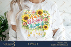 Sun Bloom Repeat PNG Watercolor Sunflower Floral Design, Boh Product Image 1