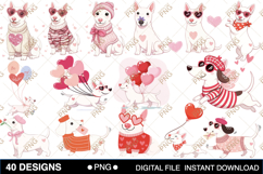Funny Bull Terriers in Love Valentine Dog Clipart Bundle Product Image 1