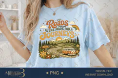 Roads Were Made for Journeys PNG, Retro Road Trip Sublimatio Product Image 1