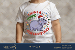 Cute Hippopotamus Christmas PNG | Funny Hippo in Santa Hat | Product Image 1