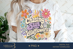 Chasing Sun and Wildflowers PNG, Watercolor Floral Boho Desi Product Image 1