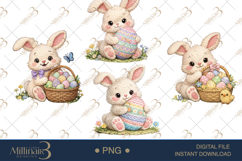 Cute Easter Bunny Clipart PNG, Watercolor Bunny Clipa Product Image 1