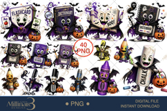Halloween School Supply Monster Clipart Bundle PNG, 40 Cute Product Image 1