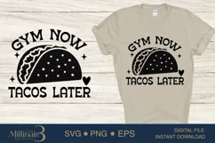 Gym Now Tacos Later SVG PNG Sublimation|Workout Gym Fitness Product Image 1