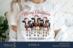 Christmas in the Barn Cow PNG | Cute Cows with Santa Hats &amp; Product Image 1