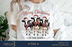 Christmas in the Barn Cow PNG | Cute Cows with Santa Hats & Product Image 1