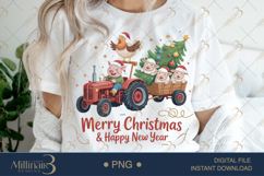 Country Farm Christmas Tractor PNG | Cute Pig Sheep &amp; Chicke Product Image 1