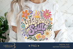 Wildflower Soul PNG, Watercolor Floral Boho Design with Sun, Product Image 1