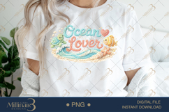 Ocean Lover PNG, Crochet Beach Sublimation Design, Cute Turt Product Image 1