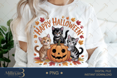Cat Halloween Pumpkin Sublimation PNG | Happy Halloween Product Image 1