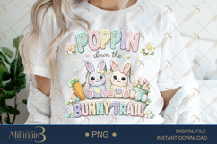 Poppin Down The Bunny Trail PNG, Crochet Easter Sublimation Product Image 1