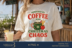 Powered by Coffee and Christmas Chaos PNG, Funny Teacher Chr Product Image 1