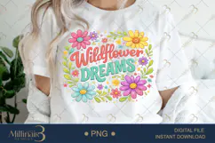 Wildflower Dreams PNG Watercolor Floral Design, Retro Boho Product Image 1
