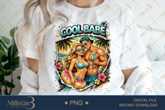 Cool Babe PNG Summer Beach Couple Design, Trendy Tropical Gi Product Image 1