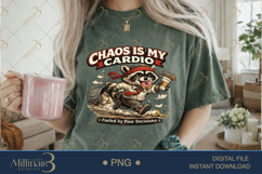 Funny Chaos Is My Cardio PNG, Raccoon Sublimation Design, Fu Product Image 1