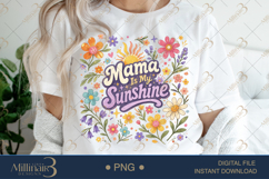 Mama Is My Sunshine PNG, Watercolor Floral Kids Design, Cute Product Image 1