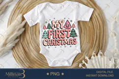 My First Christmas PNG | Funny Baby Holiday Design with Emoj Product Image 1