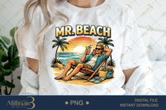 Mr Beach PNG Summer Vacation Man Design, Tropical Sunset Rel Product Image 1