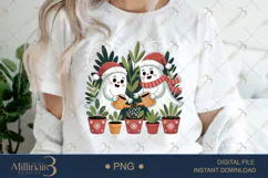 Christmas Ghost Clipart PNG | Cute Watering Plant Ghosts Product Image 1