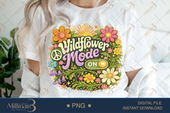 Wildflower Mode On PNG, Retro Boho Floral Design with Sun, W Product Image 1
