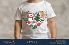 Cute Christmas Heart Clipart PNG | Holiday Doodle Illustrati Product Image 1